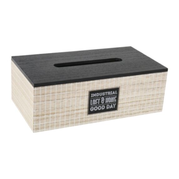 Boîte à mouchoirs Atelier 26 x 14 x 9 cm bois noir - OSTARIA