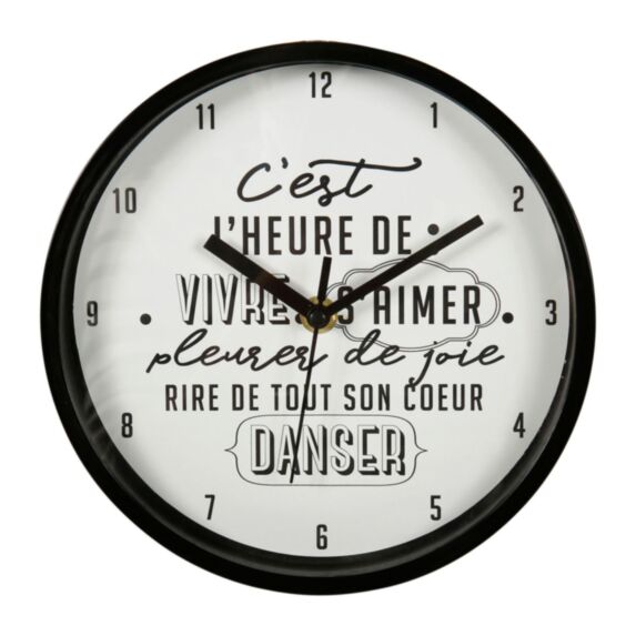Horloge plastique Danse Ø20 cm noir - OSTARIA