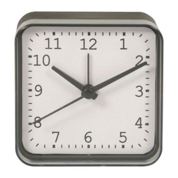 Réveil carré plastique 8 x 8 cm noir - OSTARIA