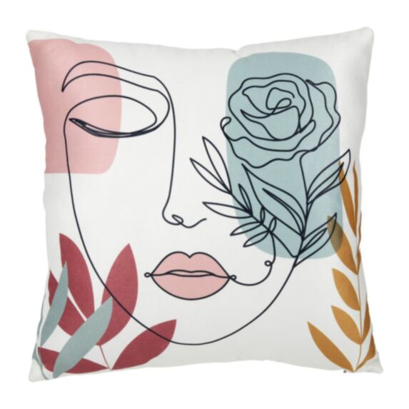 Housse de coussin carrée Visage 40 x 40 cm blanc - OSTARIA