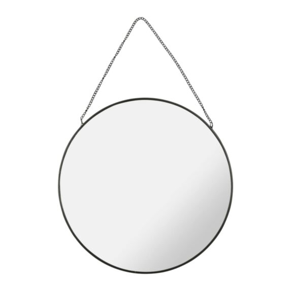 Miroir à suspendre Rond Métal Noir Indus Ø29x0,5cm
