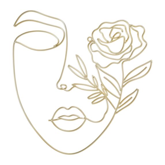 Décoration murale Visage fleuri 40,5 x 41 cm métal doré - OSTARIA