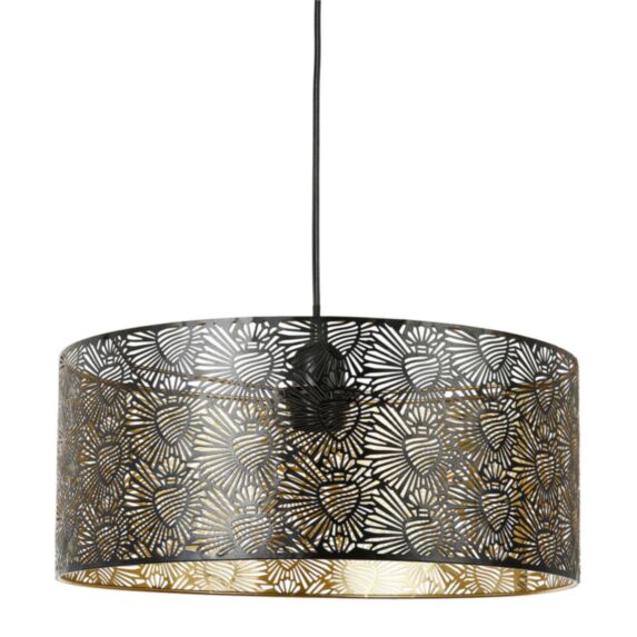 Suspension Métal Corazon Noire/Dorée 15x35x35cm 220V 40W