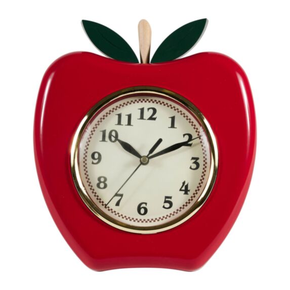 Horloge plastique pomme Ø20cm rouge verte noire - OSTARIA
