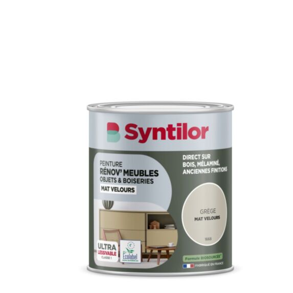 Peinture Renov meubles et objets grège mat velours 0,25L - SYNTILOR