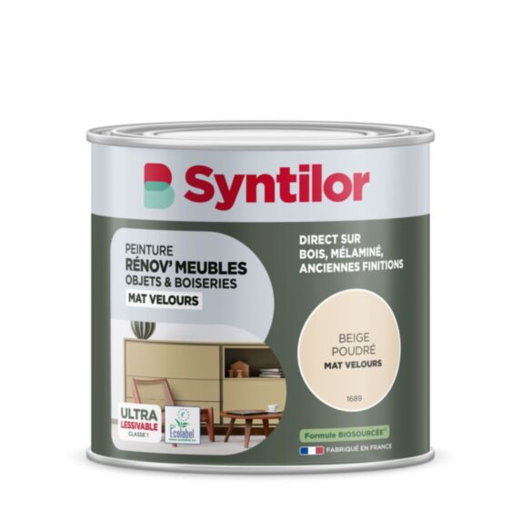 Peinture Renov meubles et objets beige poudré mat velours 0,5L - SYNTILOR
