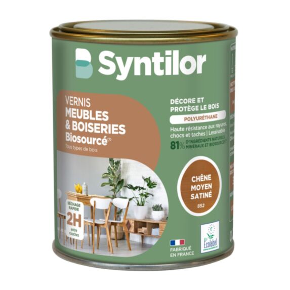 Vernis Meubles et Boiseries Biosourcé* Nature Protect® 0.25L chêne moyen - SYNTILOR