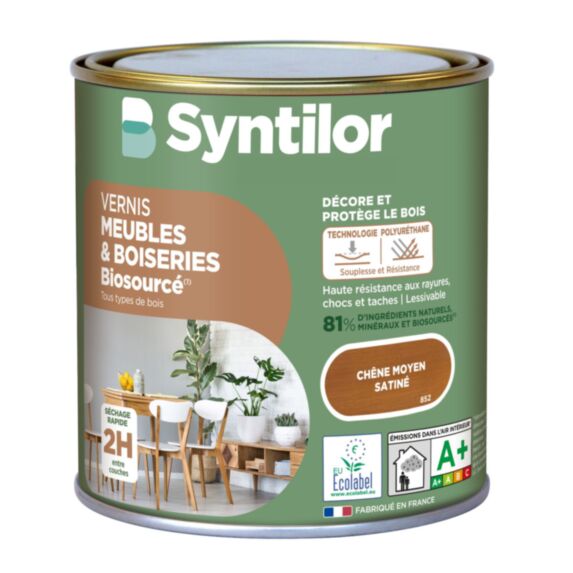 Vernis Meubles et Boiseries Biosourcé* Nature Protect® 0.5L chêne moyen - SYNTILOR