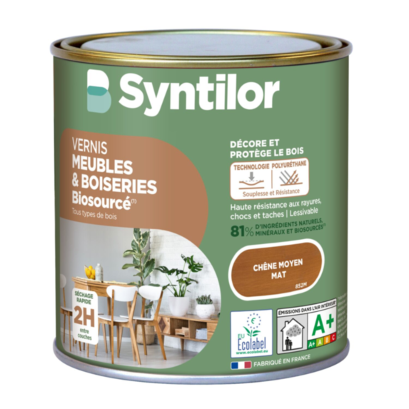 Vernis Meubles et Boiseries Biosourcé* Nature Protect® 0.5L chêne moyen- SYNTILOR