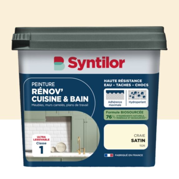 Peinture Rénov' Cuisine & Bain Biosourcee Craie satiné 0,75L - SYNTILOR