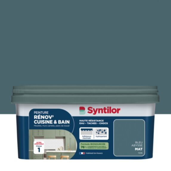 Peinture Rénov' Cuisine & Bain Biosourcee Bleu Abysse mat 2L - SYNTILOR