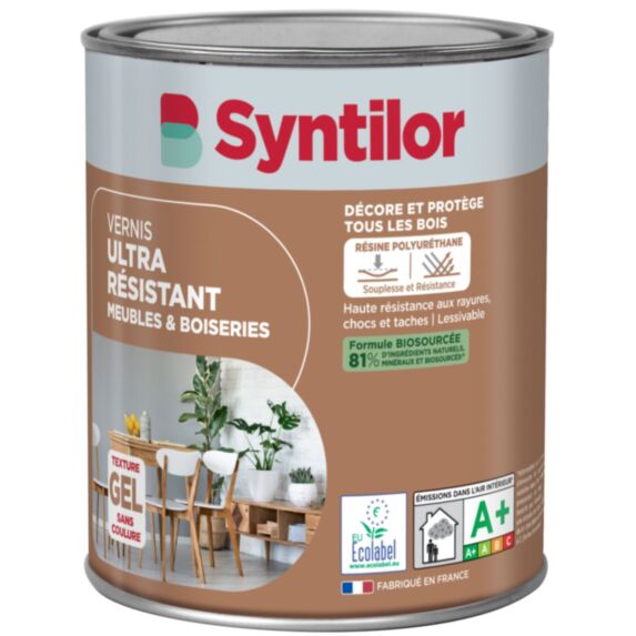 Vernis Ultra Résistant Meubles et Boiseries Incolore Mat 1L - SYNTILOR