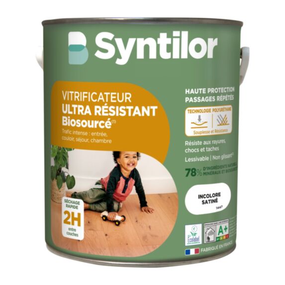 Vitrificateur parquet ultra-résistant biosourcé incolore 5L satiné - SYNTILOR