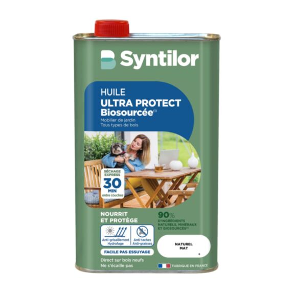 Huile Ultra Protect Bio Mobilier de jardin bois Naturel Mat 1L - SYNTILOR