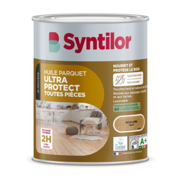 Huile parquet Ultra Protect Biosourcée incolore mat 1L - SYNTILOR