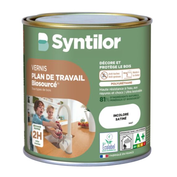 Vernis plan de travail biosourcé Nature Protect® 0.5L Incolore satiné - SYNTILOR