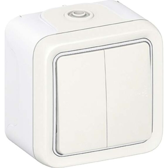 Double interrupteur ou va-et-vient Plexo apparent blanc - LEGRAND