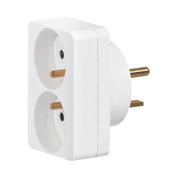 Adaptateur 2 x 2 pôles + terres 16A sur prise 20A