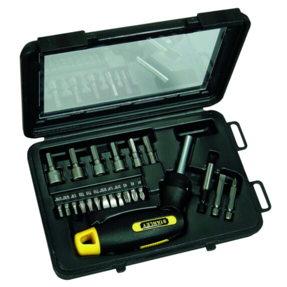 Tournevis porte-embouts pistolet articulé à cliquet - Coffret 25 pcs