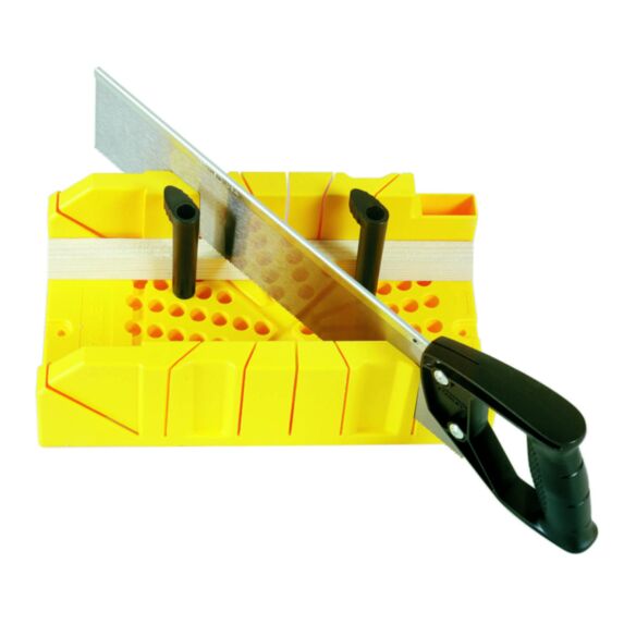 Boite à coupe ABS + scie à dos + chevilles - STANLEY