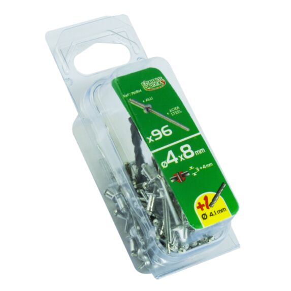 Rivet aveugle tete plate 4x8 x96 alu acier