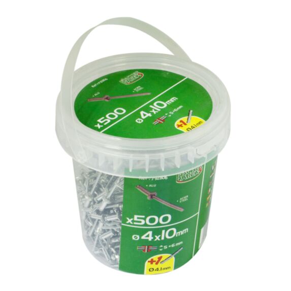 rivets aveugle 4x10 x500 pcs alu acier tete plate - FISCHER DAREX