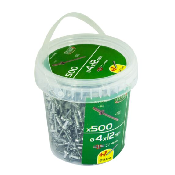 rivets aveugle 4x12 x500 pcs alu acier tête plate - FISCHER DAREX