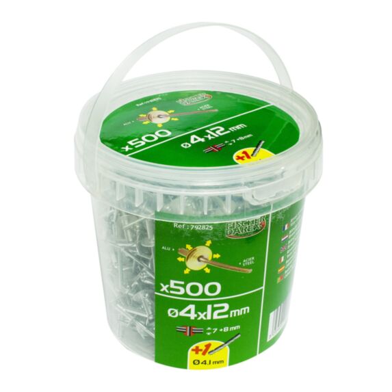 rivets aveugle 4x12 x500 pcs alu acier tete large - FISCHER DAREX