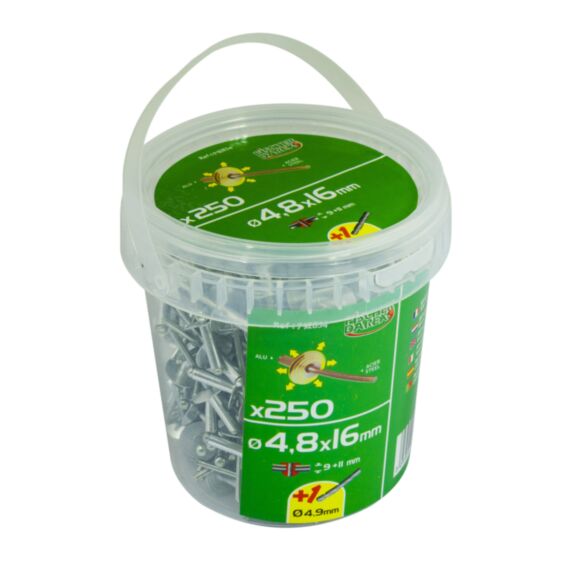 rivets aveugle 4.8x16 x250 pcs alu acier tête large - FISCHER DAREX