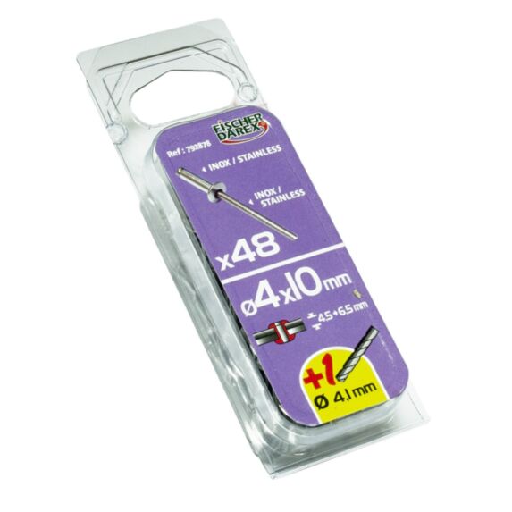 rivets aveugle 4x10 x48 pcs inox/inox tête plate - FISCHER DAREX
