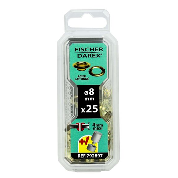 25 oeillets 8mm acier laitoné, outils de pose - FISCHER DAREX