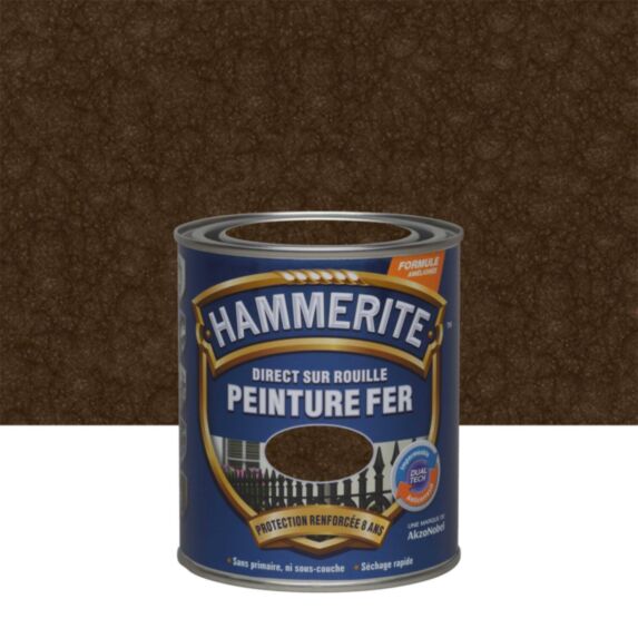 Peinture Métal Direct Sur Rouille Effet Martelé Châtaigne 0,75L - HAMMERITE