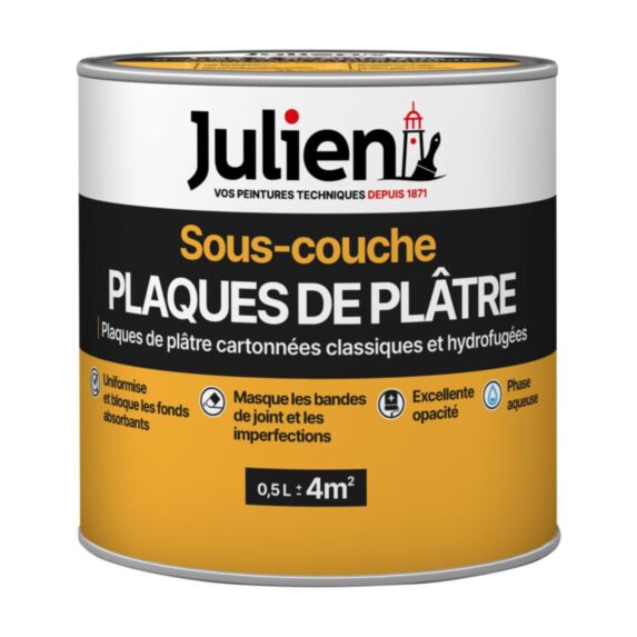 Sous-couche Plaques de Plâtre Blanc Mat 0,5L - JULIEN