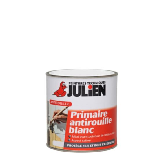 Primaire Antirouille Métal Bois Blanc Satin 0,25L - JULIEN