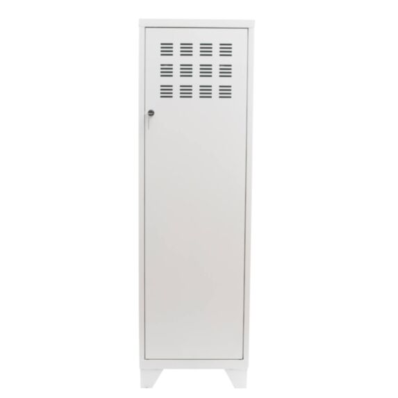 Casier de rangement 1 porte Universitaire + 4 pieds + 3 étagères 40x40x126cm blanc mat