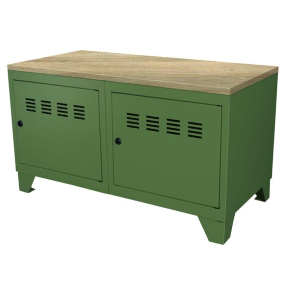 Meuble bas sur pieds Sonoma 2 cubes + plateau MDF Ep.18mm chêne clair 