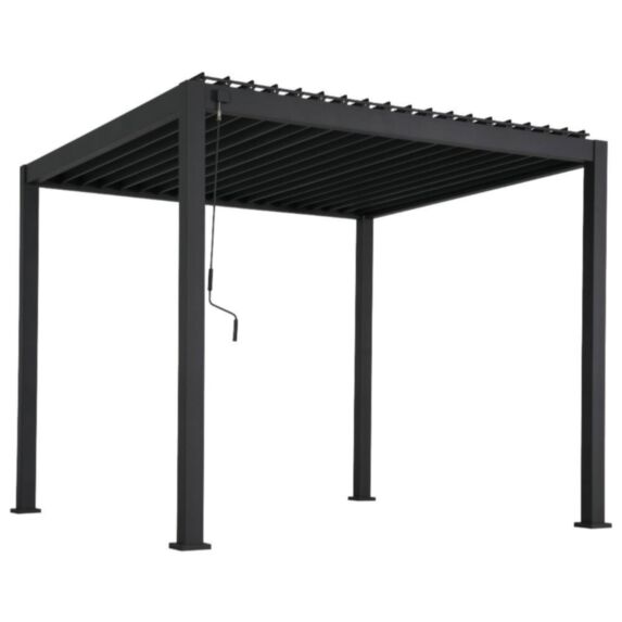 Pergola autoportante bioclimatique CALY en aluminium coloris gris anthracite 3 x3 m