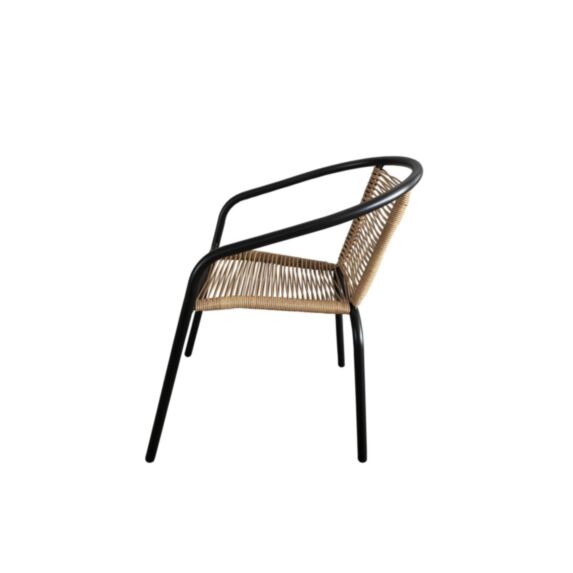 Fauteuil de jardin empilable Bistrot métal imitation rotin tressé