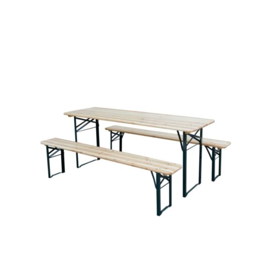 Ensemble repas pliant 6 pers. bois/métal noir