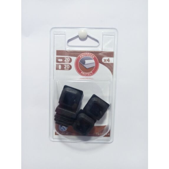 Embout carré rentrant PVC 20x20mm noir x4 - CIME