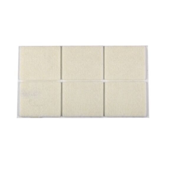 6 Patins carré adhésif Feutre blanc 32 x 32 mm - CIME