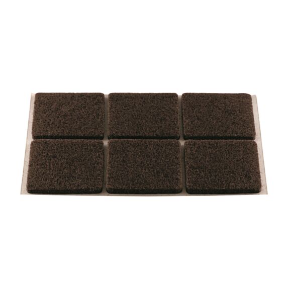 Patin carre adhésif feutre brun 24x24 x9