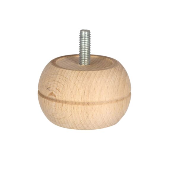 Pied boule cranté D.65mm H.40mm hêtre brut