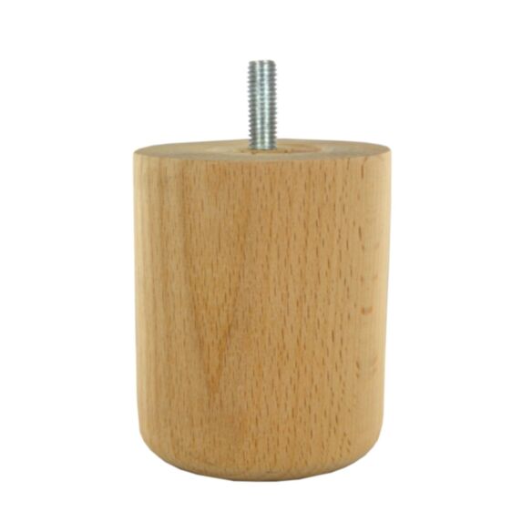 Pied de meuble cylindrique fixe hêtre brut Ø68mm H80 mm - CIME