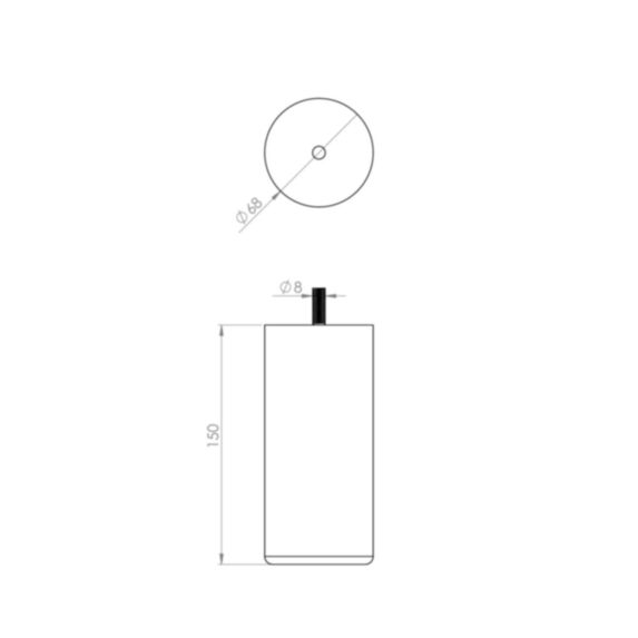 Pied cylindre hêtre brut 150x68mm - CIME