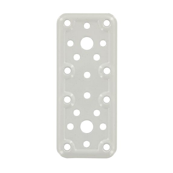 Patte rectangle multitrous 120x50mm acier blanc
