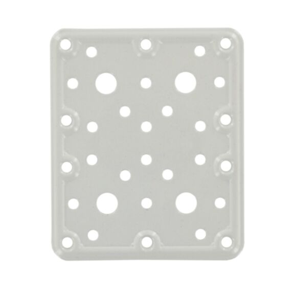 Patte carrée multitrous 120x100mm acier blanc