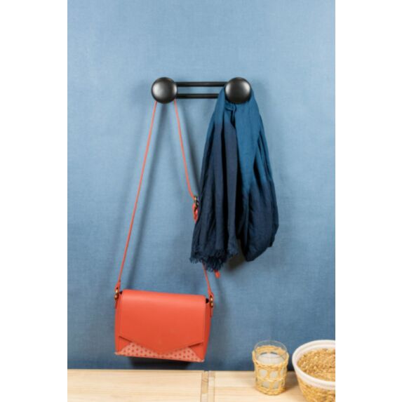 Patère rond fixe acier noir mat 2 têtes - CIME