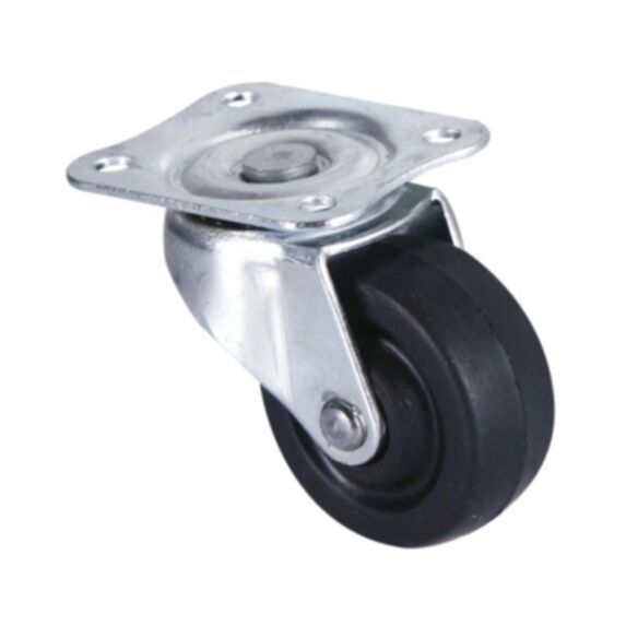 Roulette pivotante à platine caoutchouc noir Ø40mm charge 20kg - CIME