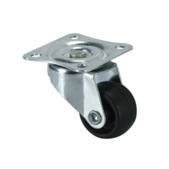Roulette pivotante à platine caoutchouc noir Ø25mm charge 12kg - CIME